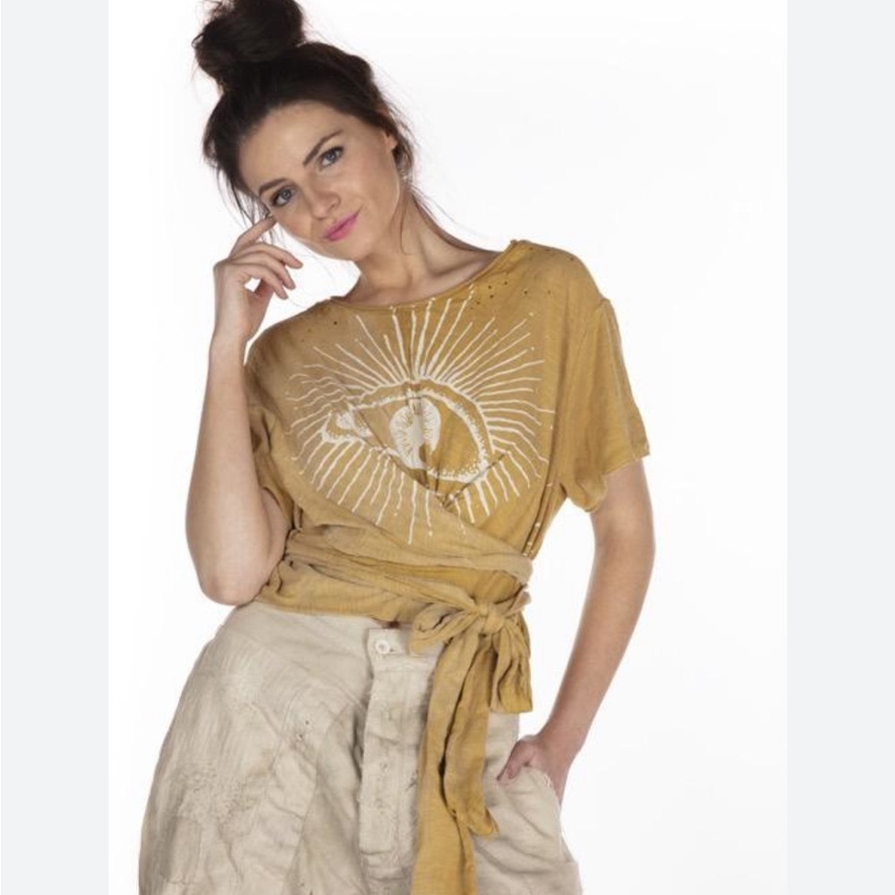 Magnolia Pearl Eye of Provedence Tawney wrap Tee in Marigold